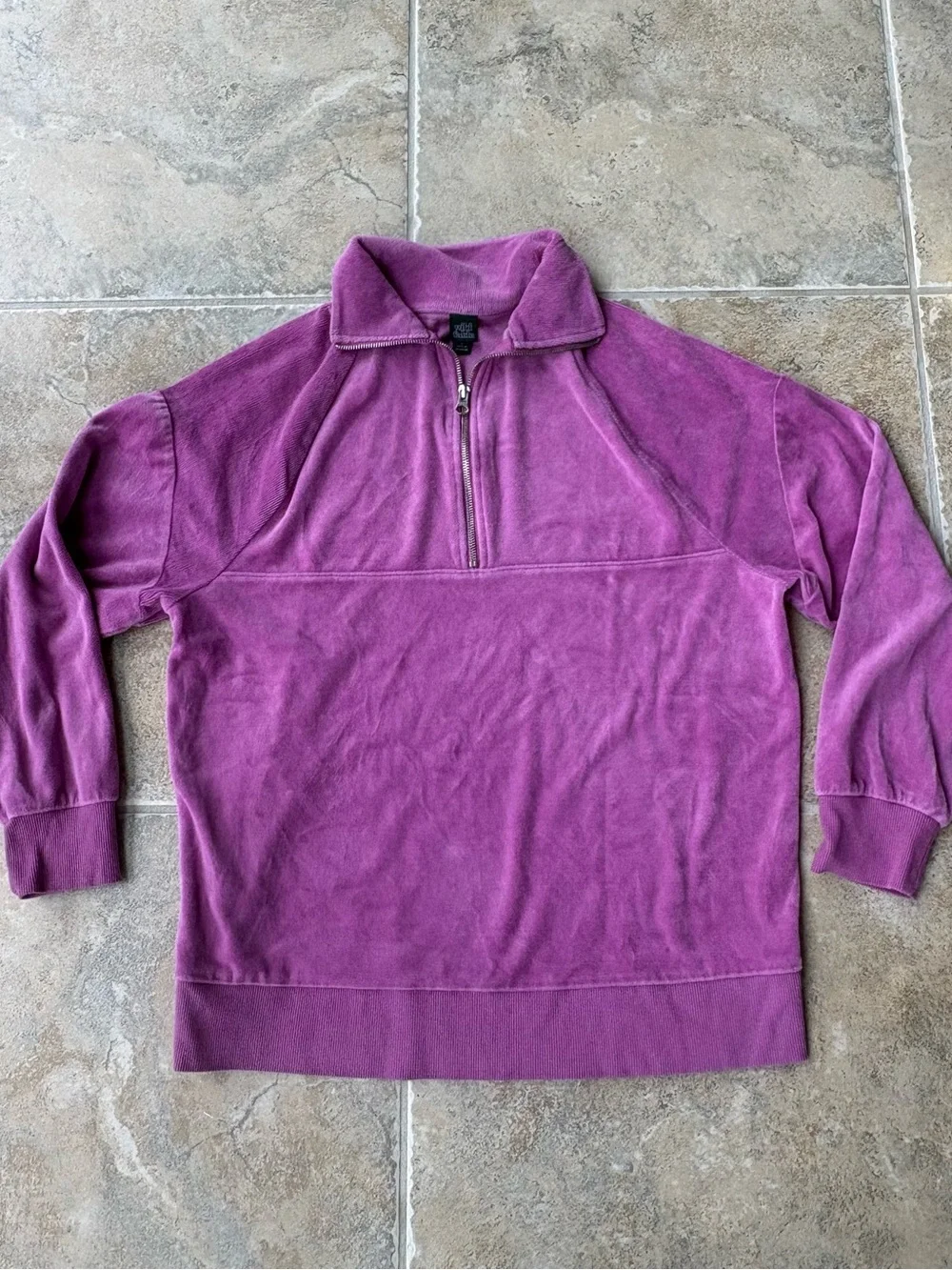 Wild Fable Purple Velour Quarter 1/4 Zip Pullover Sweatshirt Size Small S - Picture 6 of 11